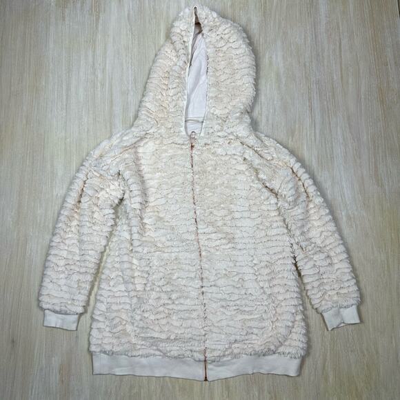 Soft Surroundings Ivory Novella Teddy Fuzzy Soft Zip Tunic Sweater Jacket XS - Picture 1 of 16